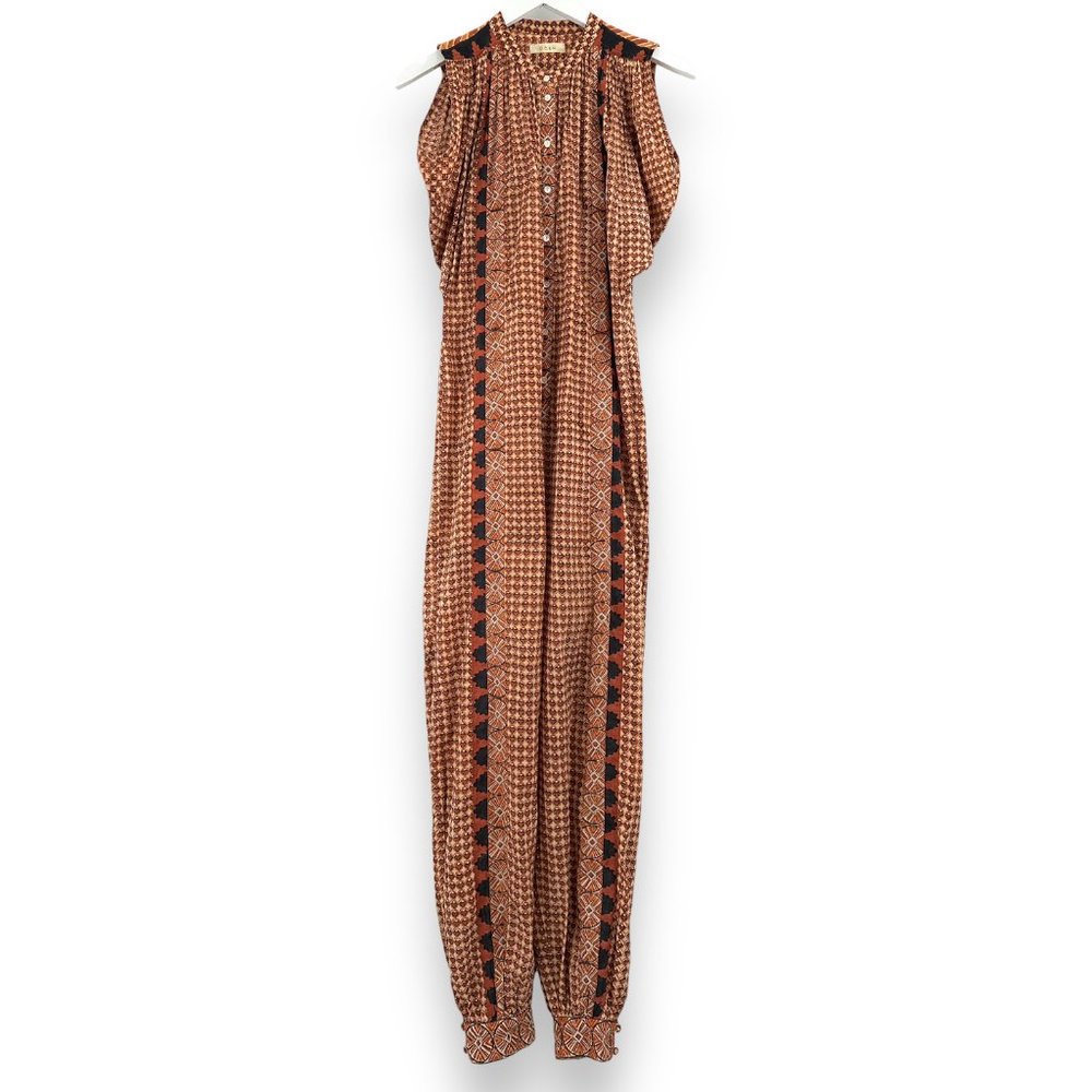 Doen Brown and Red Patterned Jumpsuit
